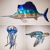 preiswerte Wanddekoration aus Metall-1 Stück Metall-Fisch-Wanddekoration, Wandkunst tropische Fischskulptur, Segelfisch-Metall-Schmiedeeisen-Silhouette, Kunsthandwerk, Innenwand, Heimdekoration