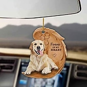 preiswerte Anhänger &amp; Ornamente fürs Auto-Niedlicher Engelsflügel-Hund „Forever in My Heart“ zum Aufhängen, Cartoon-Anhänger, niedlicher Anhänger für Autotasche, Schlüsselanhänger, Auto-Ornamente für Rückspiegel, Innendekoration im Auto