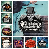 economico cartelli da parete in legno-1pc halloween segno da parete in legno teschio targa in legno appeso decorazione per porta d&#039;ingresso spaventoso portico decor appeso regalo per agriturismo home bar outdoor indoor room decor home decor