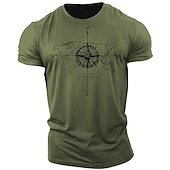 abordables T-shirt graphique pour hommes-Homme Impressions Graphiques Boussole T-shirt T-shirt graphique 100% Coton Manche Courte Graphique Chemise Noir Vert Véronèse Gris foncé T-shirt confortable Extérieur Rue Vêtements de créateurs de