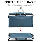 abordables Organizadores para coche-Cesta de picnic con asa plegable aislada para picnic de alta calidad de 24 l