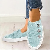 Χαμηλού Κόστους Γυναικεία Sneakers-casual slip-on πάνινα αθλητικά παπούτσια για γυναίκες με διακοσμητικές λεπτομέρειες με κουμπιά – άνετα καθημερινά παπούτσια για την άνοιξη, το καλοκαίρι και τις χαλαρές εξόδους