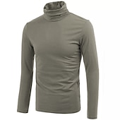 billiga grundläggande t-shirts-Herr Långärmad tröja Långärmad Polokrage Vår &amp; Höst Semester Helgen Vin Mörkgrå Svart Topp t-shirt för män
