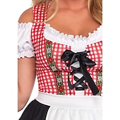 halpa Dirndl-Oktoberfest dirndl Trachtenkleader Dirndl pusero Oktoberfest / Olut baijerilainen Saksa München Niityt Naisten Perinteinen tyyli kangas Leninki Esiliina