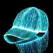 baratos Novidades-Boné de Fibra Óptica com LED e 7 Cores Boné de Beisebol Iluminado Recarregável via USB para Festa Evento Boné de Feriado