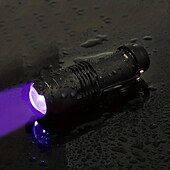 cheap Flashlights-Zoomable UV Flashlight with Clip - Waterproof Torch in Red, Blue, Green &amp; Purple Black Light for Fluorescent Detection &amp; Camping