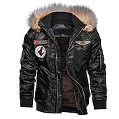 tanie Kurtka ze skóry ekologicznej-Męskie Kurtka zimowa Skórzana kurtka Na zewnątrz Biznes Keep Warm Ochrona przed deszczem Zima Czarny Zieleń wojskowa Ciemnoniebieski Kurtki