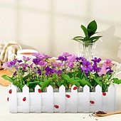preiswerte Künstliche Pflanzen &amp; Blumen-Künstliche Blumenpflanzen – gemischte Farbgänseblümchen im Lattenzauntopf für Innenbüro, Hochzeit, Heimdekoration, künstliche Blumen für Hochzeit, Bogen, Garten, Wand, Heimparty, Hotel, Büro,
