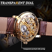 cheap Mechanical Watches-Winner Transparent Fashion Case Luxury Casual Design Leather Strap Mens Watches Top Brand Luxury Mechanical Skeleton Watch