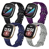 Χαμηλού Κόστους Ζώνες ρολογιών Fitbit-4 Πακέτο Smart Watch Band Συμβατό με Fitbit Versa 3 Sense Versa 4 Sense 2 σιλικόνη Εξυπνο ρολόι Λουρί Αδιάβροχη Ρυθμιζόμενο Αθλητικό Μπρασελέ Αντικατάσταση Περικάρπιο