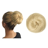 voordelige Chignons-zwarte knot haarstukken voor vrouwen meisjes dame trekkoord nep ballet bun extensions synthetische opgestoken donut chignon uit één stuk