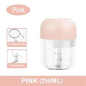 cheap Kitchen Appliances-250mL USB Charging Mini Electric Garlic Chopper Ginger Masher Machine Chili Vegetable Crusher Kitchen Tools