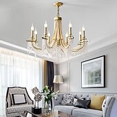 economico Modello a candelabro-moderno lampadario in cristallo trasparente regolabile 6/8 luci cristallo montaggio a filo appeso a soffitto lampada a sospensione classico apparecchio di illuminazione in stile candela e12/e14 per