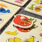olcso Kirakós játékok-körömfogó tábla puzzle gyerekeknek montessori korai oktatás fajátékok alfanumerikus gyümölcs alakú kognitív kirakó