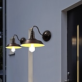 abordables luces de pared al aire libre-Lámpara de granero para interiores y exteriores, resistente al agua, de cuello de cisne negro, aplique de pared industrial vintage para almacén, iluminación de porche de pared de granja moderna, 110-240 V