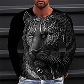 ieftine Tricouri cu imprimeu animal-Bărbați Grafic Animal Tricou Manșon Lung Tricou Tipărire 3D Stil Nautic Cămașă Epocă Modă Designer Zilnic În aer liber Sport Albastru Maro Primăvara &amp; toamnă Îmbrăcăminte S M L XL 2XL 3XL