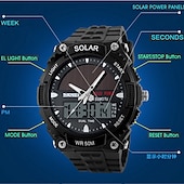 abordables Relojes digitales-Reloj deportivo SKMEI solar digital LED reloj militar para hombres moda casual electrónica cronógrafo reloj de caucho reloj masculino