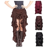 abordables Médiéval-Rétro Vintage Punk et gothique Victoriens Jupe Costume de Cosplay Jupe longue Pirate Femme Cordon Ourlet Asymétrique Couleur unie Halloween Carnaval Carnaval Quotidien Mascarade Adulte Jupe Printemps