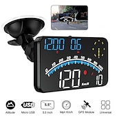 お買い得  車用バックカメラ-ユニバーサルデジタルGPSスピードメーター、5.5&quot; HUDヘッドアップディスプレイ付き、車両用、スピード（MPH/Km/h）、疲労運転リマインダー、超過速度警報、全車両用HDディスプレイ