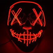 cheap Halloween 2024-Halloween Light Mask LED Full Face Mask  Clown Glow Mask For Children For Adult  For Party for Halloween