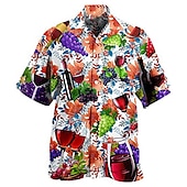 preiswerte Essen &amp; Getränke-Herren Trinken Hemd Hawaiihemd Sommerhemd Aloha-Shirt Kurzarm Hemd Umlegekragen Tropisch Modisch Hawaiianisch Casual Hawaiianisch Festtage Hellgelb Gelb Hellgrün S M L