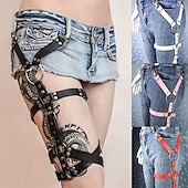 abordables Accesorios y más-Arnés gótico de una sola pierna, cinturón de liga punk, cinturón ajustable con remaches negros para el muslo, accesorios vaqueros para mujer