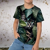 tanie 3D zwierzęta dla chłopca-Dla chłopców 3D Graficzny Zwierzę Kreskówki Podkoszulek T-shirt Krótki rękaw Druk 3D Lato Wiosna Aktywny Sport Moda Dzieci 3-12 lat Na zewnątrz Codzienny Regularny