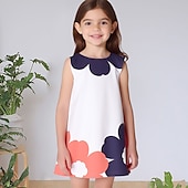 billiga 3D Blomma Klänning-Påsk Flickor 3D Blommig Grafisk Klänning Ärmlös 3D-tryck Sommar Vår Semester Sport &amp; Utomhus Dagligen söt stil Ledigt Ljuv Barn 3-12 år Vardagsklänning A linjeklänning Linneklänning Ovanför knäet