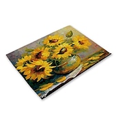 abordables Plaidemats &amp; Coasters &amp; Trivets-Manteles individuales de girasoles resistentes al calor, mantel individual resistente a las manchas, mantel individual para boda, cocina, mesa de comedor, decoración interior y exterior
