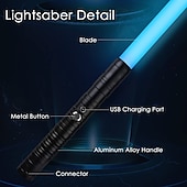 olcso Világító játékok-1db világító játékok rgb14 szín fém markolat 3 hangmód újratölthető erő fx nehéz párbaj könnyű játékkészlet cosplay gyerekek felnőttek halloween