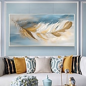 cheap Still Life Paintings-Handmade Oil Painting Canvas Wall Art Decor Original Feather Painting for Home Decor With Stretched Frame/Without Inner Frame Painting