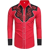 abordables Far West-Classique Rétro Vintage Blouse / Chemise Cowboy de l&#039;Ouest 3D Homme Mascarade Tenue Quotidienne Enterrement de Vie de Jeune Fille Adulte Chemise Toutes saisons