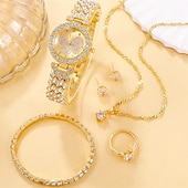 cheap Quartz Watches-Women Quartz Watch Luxury Fashion Bling Rhinestone Chronograph World Time Decoration Stainless Steel Strap Watch