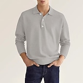 preiswerte Klassisches Poloshirt für Herren-Herren Golfhemd Strickpolo Strasse Casual Polo-Kragen Klassisch Langarm Modisch Brautkleider schlicht Feste Farbe Glatt Knopf vorne Einfach Frühling &amp; Herbst Regular Fit Schwarz Weiß Hellgrün Rosa