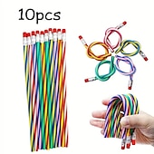 cheap Painting, Drawing &amp; Art Supplies-10pcs Soft Bendable PencilsMagic Bend PencilsColorful Stripe Soft Pencils For Children And StudentsClassroom GiftsBack To School Supplies