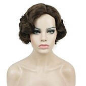 economico Parrucche storiche-Parrucca Vintage Festa Cosplay Leggera Butterscotch Capelli Corti Ondulati Flapper Accessorio Parrucca Halloween