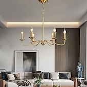 ieftine Design Stil Lumânare-candelabru auriu candelabru modern cu 8 lumini pentru sufragerie, dormitor, foaier, sufragerie, insulă de bucătărie, intrare, birou, bar, decor fermă 110-240v
