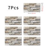 levne Samolepky na zeď-7ks samolepka na stěnu z umělého kamene 3D vinylová tapeta samolepicí květinová domácí dekorace do kuchyně koupelna 5,5x11 palců