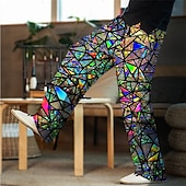 preiswerte Bedruckte Freizeithosen für Herren-Herren Hose Hosen Sommerhosen Strandhose Kordelzug Elastische Taille 3D-Druck Farbblock Grafik-Drucke Geometrie Komfort Casual Täglich Festtage Strassenmode Hawaiianisch Hellgrün Rote