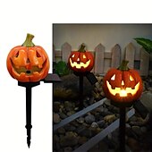 olcso Halloween kellékvilágítás-halloween kültéri napelemes pumplin lámpák jack o lámpás modern udvarhoz műgyanta padlóbetét táj dekoráció hamis sütőtök fények