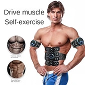 preiswerte Köpermassagegerät-EMS-Bauchmuskeltrainer, Bauch-Elektrostimulator, Elektrostimulation, USB-Ladegerät, Fitness-Heimtraining, Fitnessstudio, Muskelaufbau, Gürtel, Massagegerät