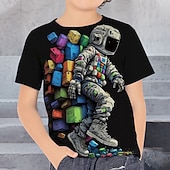 cheap Boy&#039;s 3D Vision &amp; Geometry-Boys 3D Graphic Astronaut T shirt Tee Short Sleeve 3D Print Summer Spring Active Sports Fashion Kids 3-12 Years Outdoor Casual Daily Regular Fit