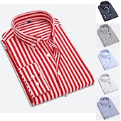 economico Camicie Button Down da uomo-Per uomo Camicie Camicia a righe Camicia abbottonata Camicia con colletto A strisce Matrimonio Ufficio Nero / Bianco Bianco Rosso Blu marino Manica lunga Abbigliamento Collage