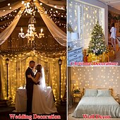 cheap USB String Lights-LED  Curtain String Lights 3x3M-300 LED 8 Modes USB with Remote 9 Colors for Home Room Bedroom Wedding Party Christmas Window Wall DecorationsRoom Decor