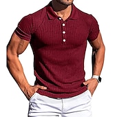 voordelige Klassieke polo voor heren-Voor heren Golfshirt gebreide polo Casual Dagelijks Polo kraag Klassieke boord Korte mouw Zakelijk Klassiek Effen Kleur Effen Knoop voorzijde Zomer Lente Herfst Normale pasvorm Zwart Wit Rood