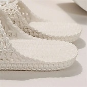abordables Chaussures sans lacet et mocassins femme-Chaussures mocassins à enfiler tissées pour femmes – chaussures plates respirantes à lacets pour les promenades sur la plage, les travaux de jardinage et les tenues d&#039;été décontractées
