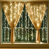 cheap USB String Lights-LED  Curtain String Lights 3x3M-300 LED 8 Modes USB with Remote 9 Colors for Home Room Bedroom Wedding Party Christmas Window Wall DecorationsRoom Decor