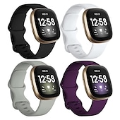 economico Cinturini per orologi Fitbit-4 pezzi Cinturino intelligente Compatibile con Fitbit Versa 4 Sense 2 Versa 3 Sense Silicone Orologio intelligente Cinghia Regolabili Donne Uomini Cinturino sportivo Sostituzione Polsino