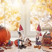 levne Halloweenové závěsné a stolní dekorace-2ks halloweenská kostra skřítci pryskyřice zombie skřítci sochy kostra trpasličí ornament hrůza lebka elf trpasličí figurky na trávník před verandu halloween dekorace stolní dekorace