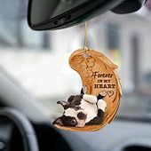 preiswerte Anhänger &amp; Ornamente fürs Auto-Niedlicher Engelsflügel-Hund „Forever in My Heart“ zum Aufhängen, Cartoon-Anhänger, niedlicher Anhänger für Autotasche, Schlüsselanhänger, Auto-Ornamente für Rückspiegel, Innendekoration im Auto